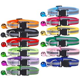Nylon Collar Reflective With Small Bell For Dog & Cat; Dog Collar; Adjustable dog collar (Color: yellow, size: Adjustment)
