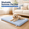 Summer Dog Bed Mat with Removable Machine-Washable Cover, Cushioned Foam Pet Mattress, Non-Slip Crate Kennel Pad for Cats, Small Medium Dogs